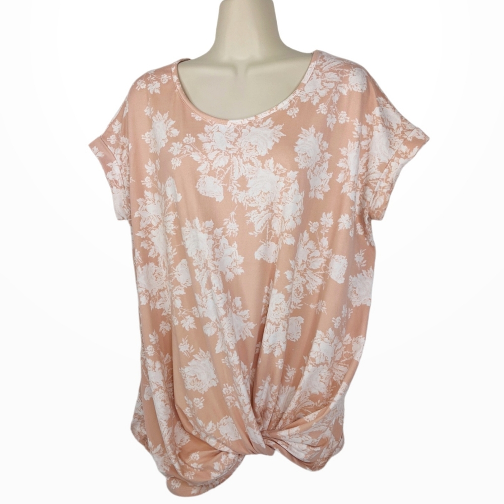 REB & J Shabby Chic Floral Twist Front Top Sz M